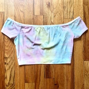Pastel Velvet Over the Shoulder Crop Top Size S
